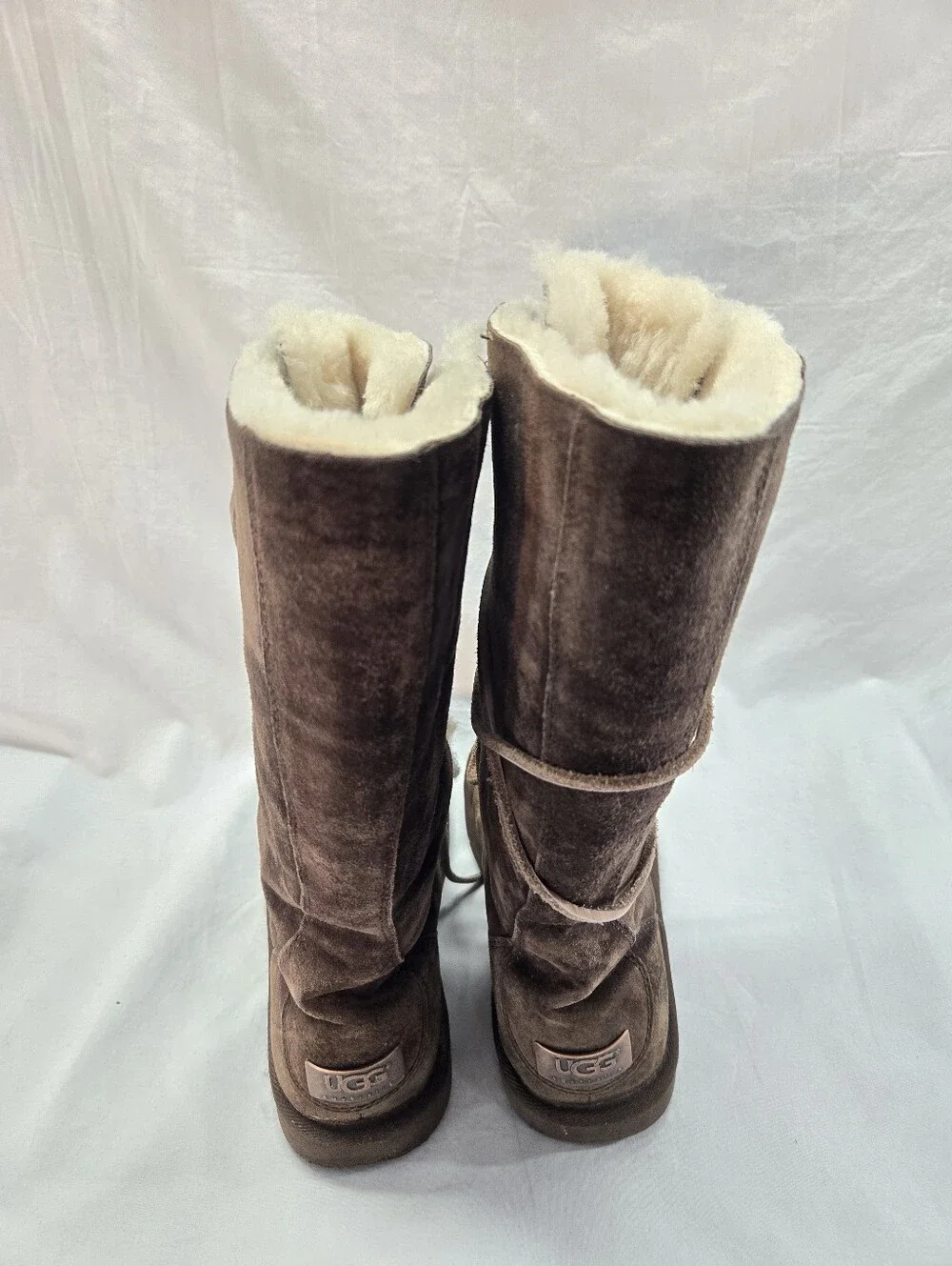 UGG Women's Size 7 Whitley Brown Suede Sheepskin Shearling Fur Boots